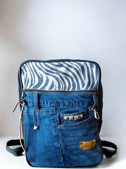 Mini Mochila Cebra Denim