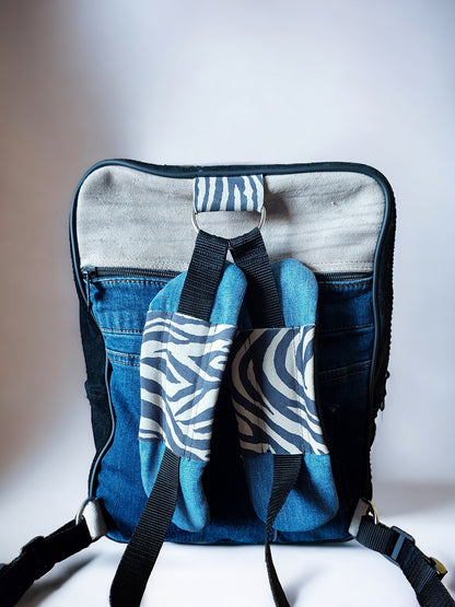 Mini Mochila Cebra Denim
