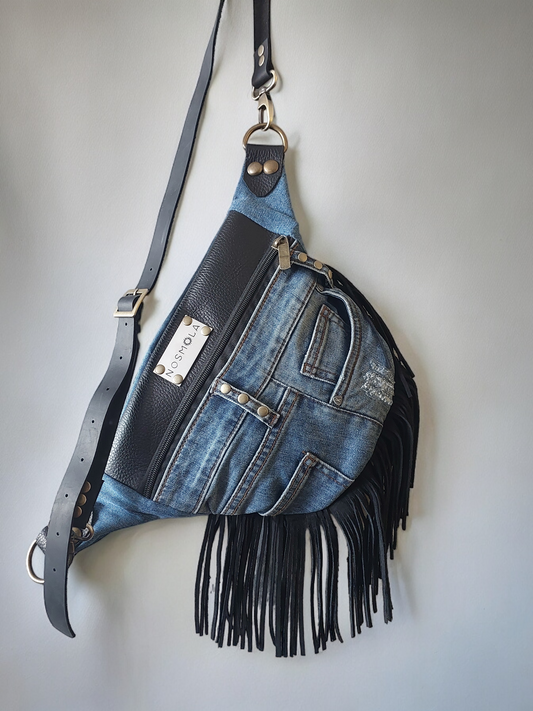 Maxi Banano Flecos Denim